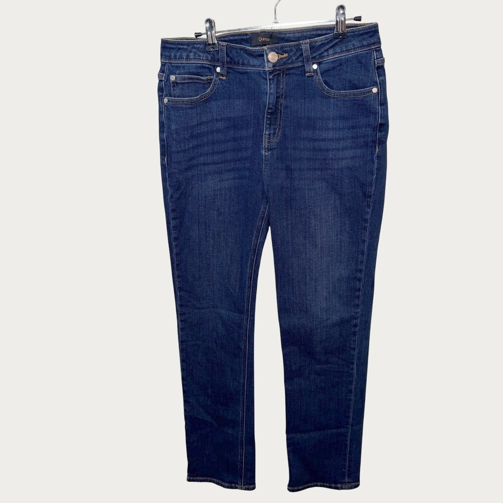 Quince Straight Leg Jeans Womens 29 Dark Blue Denim Casual Stretch